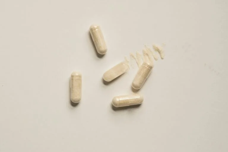 A group of capsules sitting on table