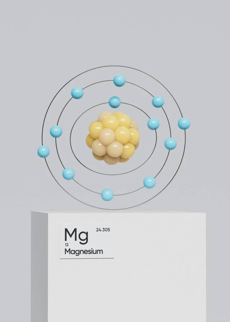 Magnesium with a white box and blue pills around it