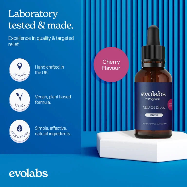 Evolabs Cherry CBD Oil 500mg bottle