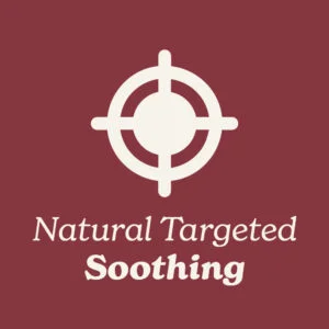 White Target Icon and text on a Ruby background