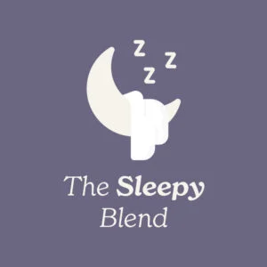 Icon of 'The Sleepy Blend' with a stylized moon and sleep-related symbols on a purple background.