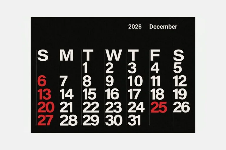 A black December calendar page with the 25th marked in red