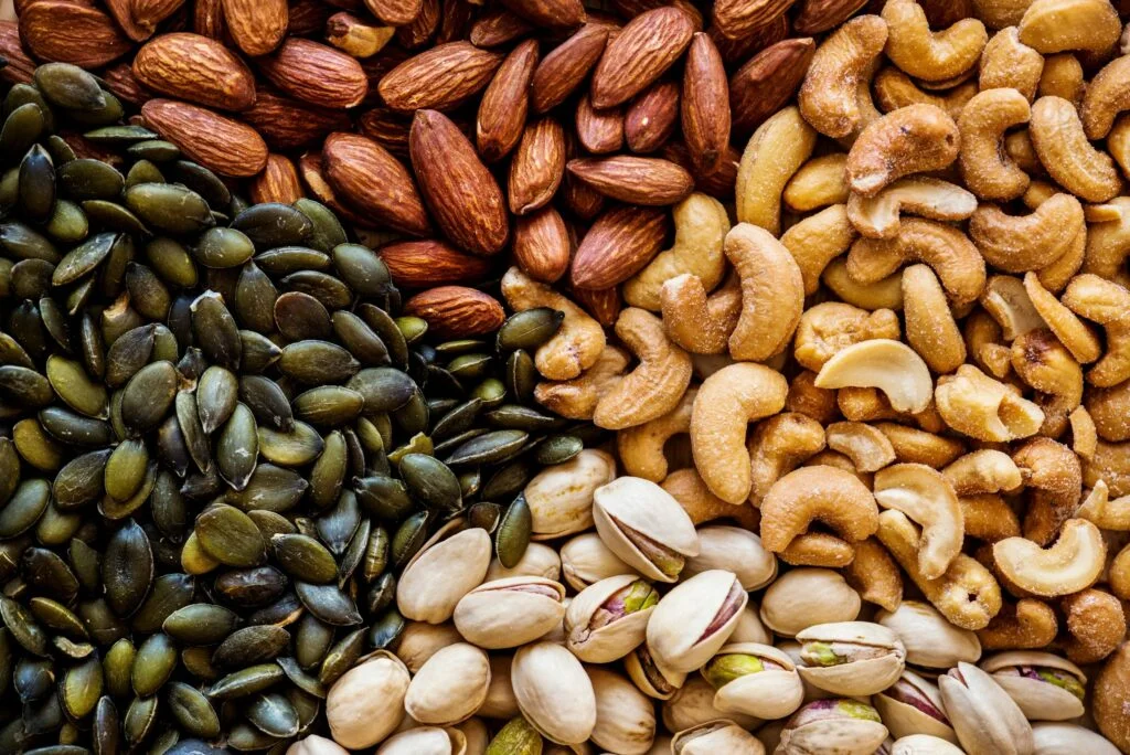 Pumpkin seeds, almonds, cashews and pistachios, all good sources of magnesium