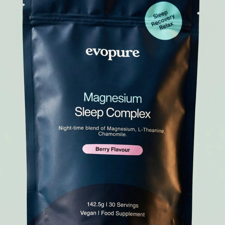 Evopure Magnesium Glycinate Sleep Complex pouch, berry flavour magnesium powder