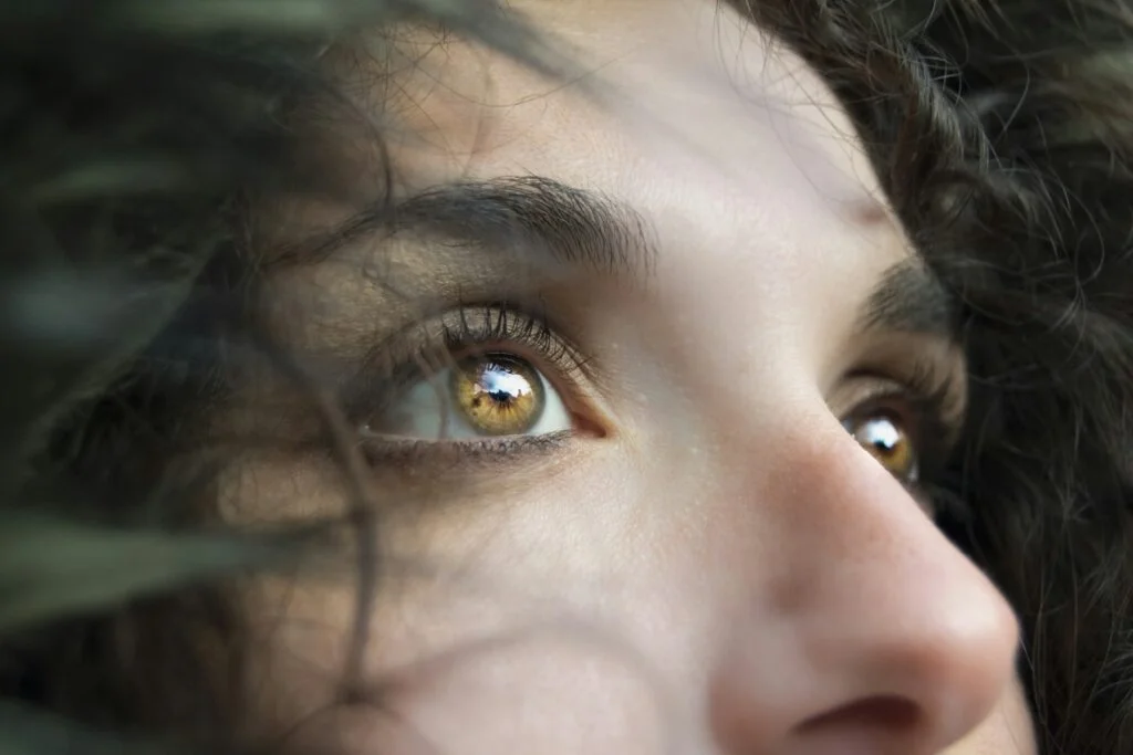 Close-up of a woman's eyes and under-eye area