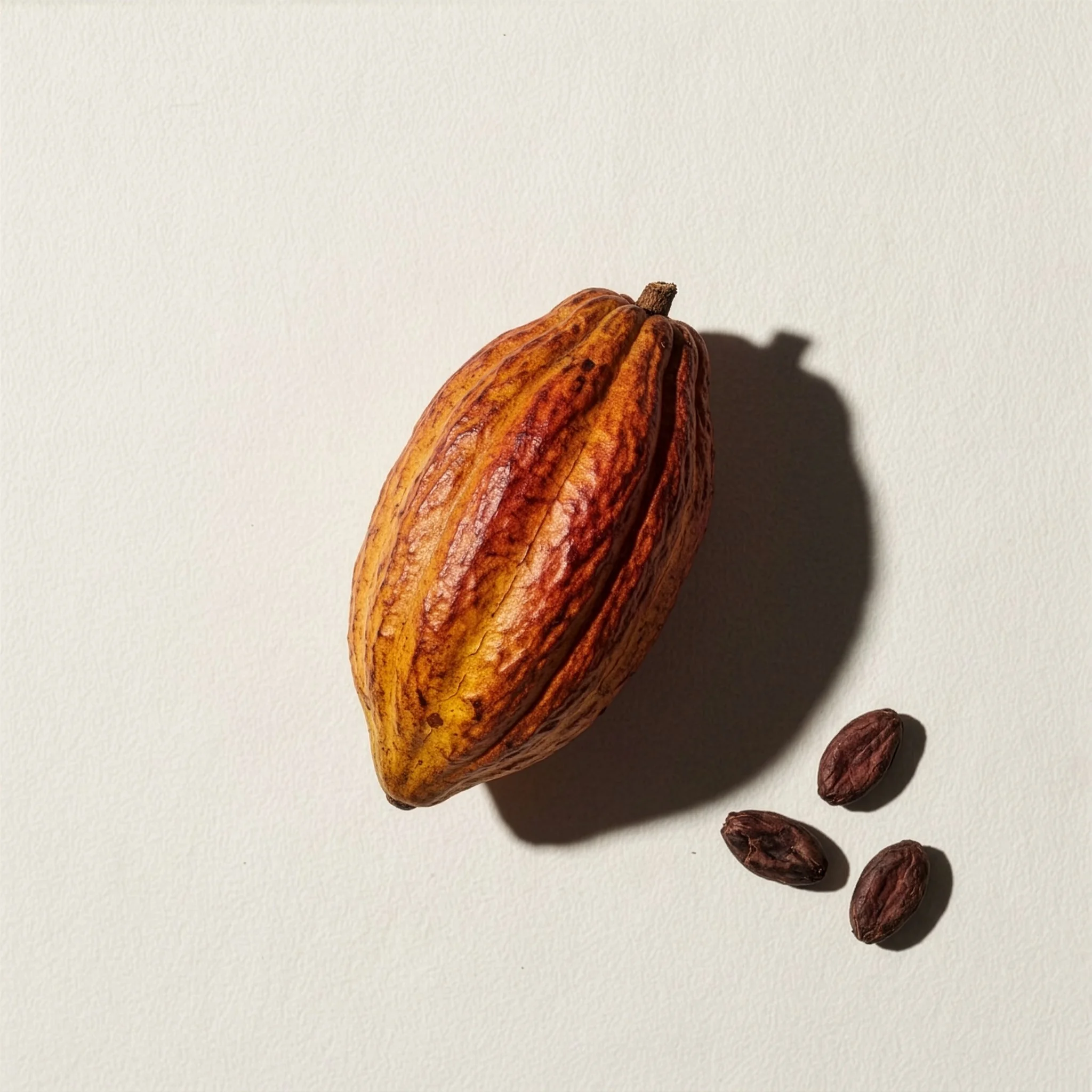 Cacao pod with cacao beans