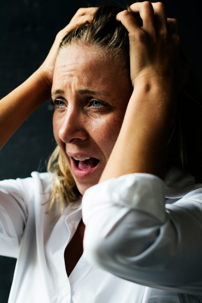 Portrait of a woman with emotional stress