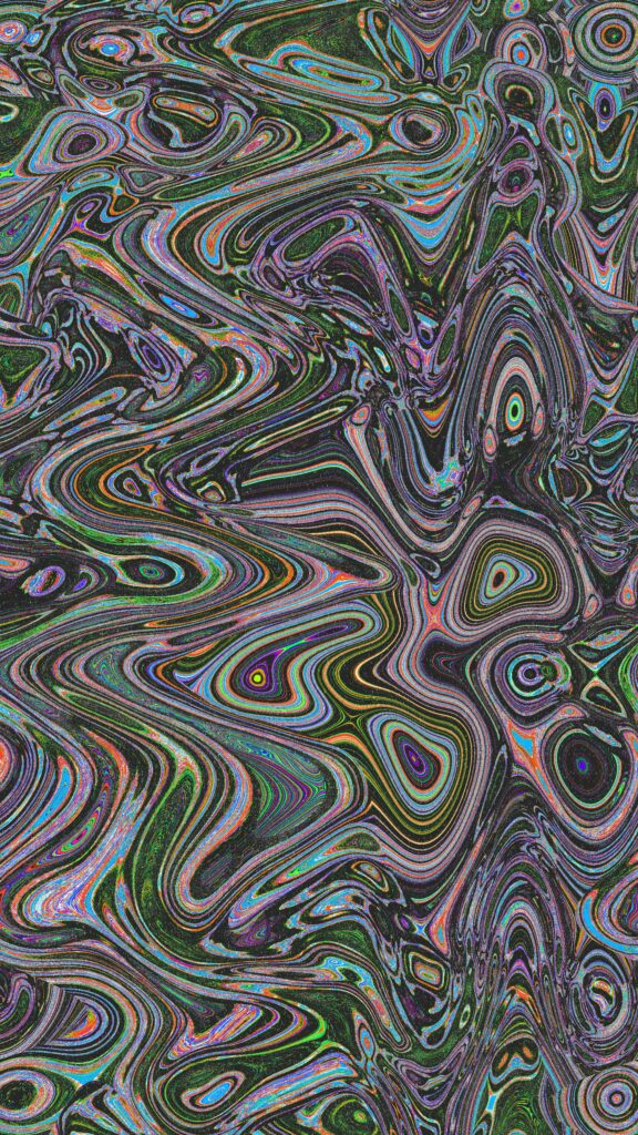 abstract pattern with swirling pink, green and purple lines