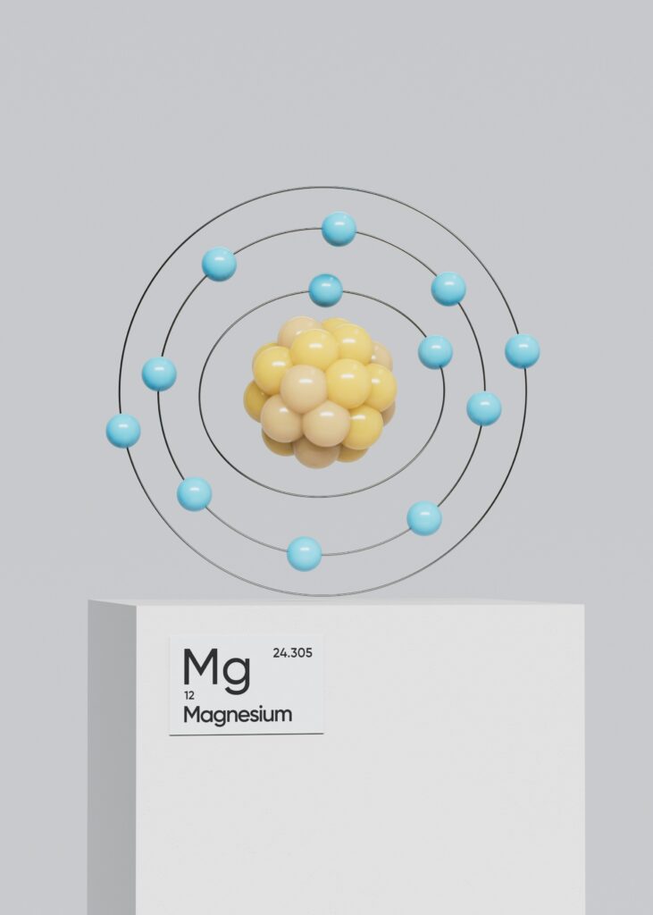 Magnesium with a white box and blue pills around it