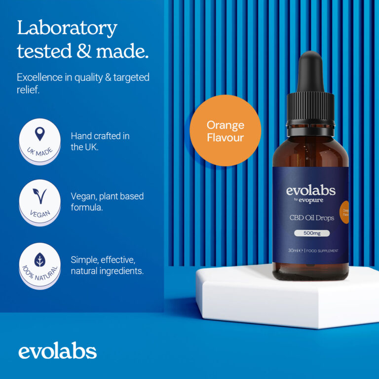 Evolabs Orange CBD Oil 500mg bottle