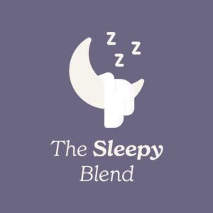 Icon of 'The Sleepy Blend' with a stylized moon and sleep-related symbols on a purple background.